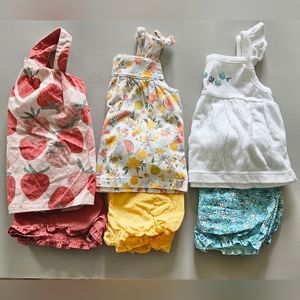 Carter's baby girl set of 3 summer tops and shorts size 18 mos